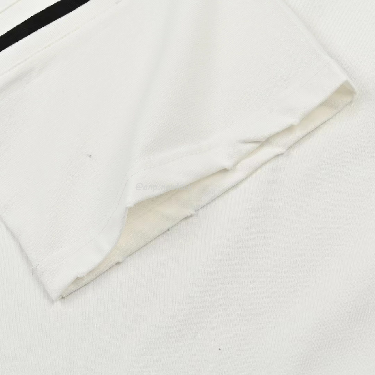 Dior Wide Body Bamboo Pure Cotton Plain Weave Fabric T Shirt White Navy (4) - www.newkick.vip